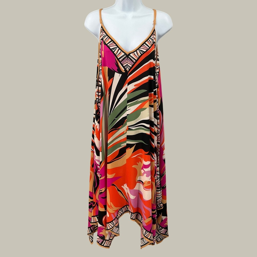 Freemarket Dress Women S Multicolor Boho Handkerchief Tropical Artsy Resort Airy